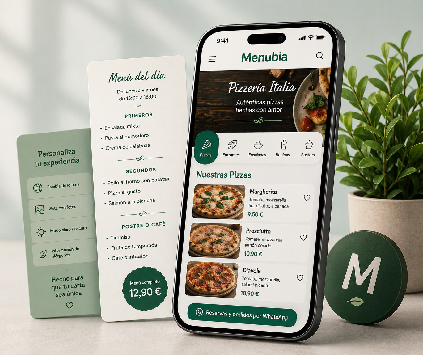 Carta digital Menubia mostrada en un móvil