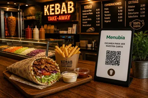 Kebab con carta digital para take-away
