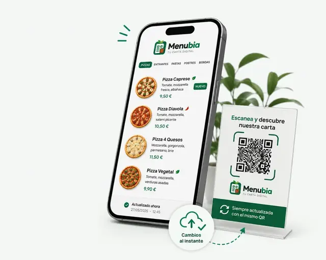 Carta digital de restaurante actualizada desde Menubia